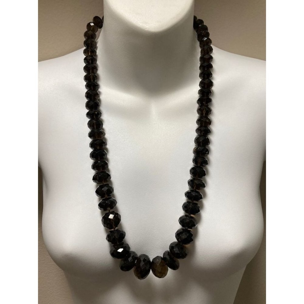 Vintage Multifaceted Graduated Deep Brown Root Beer Beaded Necklace